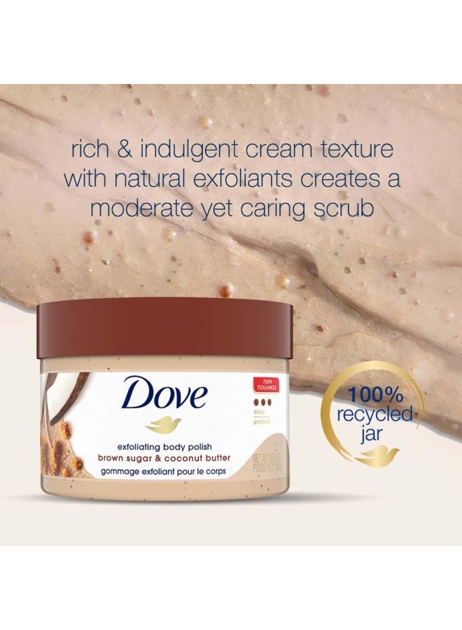 دوف مقشر الجسم دوف للبشرة الجافة بالسكر البني وزبدة جوز الهند، يقشر ويرطب بلطف لبشرة ناعمة وملساء على الفور، مكونات طبيعية، خالٍ من الكبريتات، برائحة جوز الهند، 298 غرام - Image 4